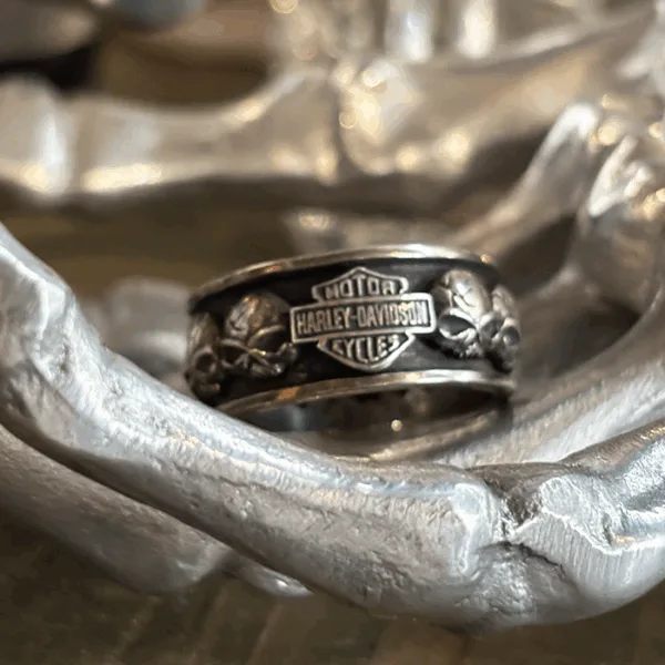 【ハーレー純正】 スピニングスカル メンズリング