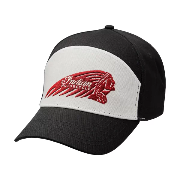 カラーブロック刺繍入りヘッドドレスキャップ、ブラック